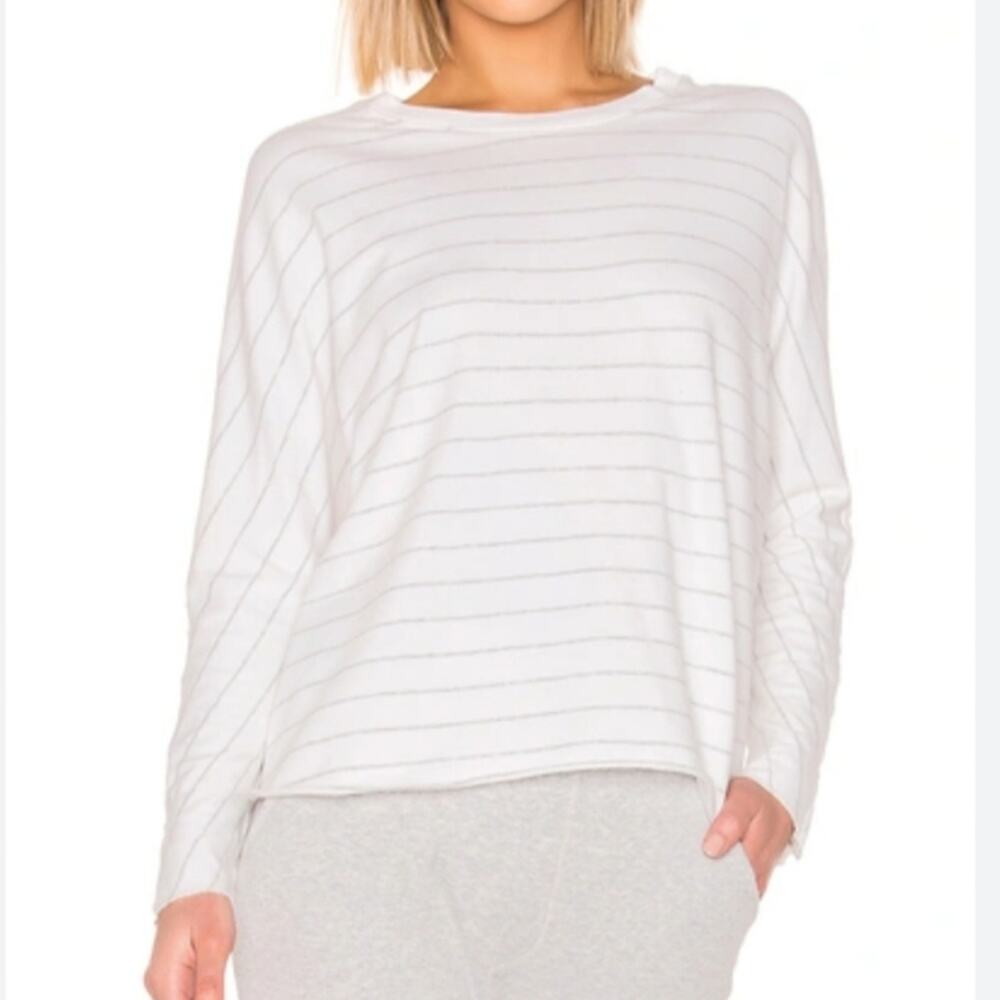 Frank & Eileen Blush White Grey Tee Lab Striped Continuous Long Sleeve Sweater S